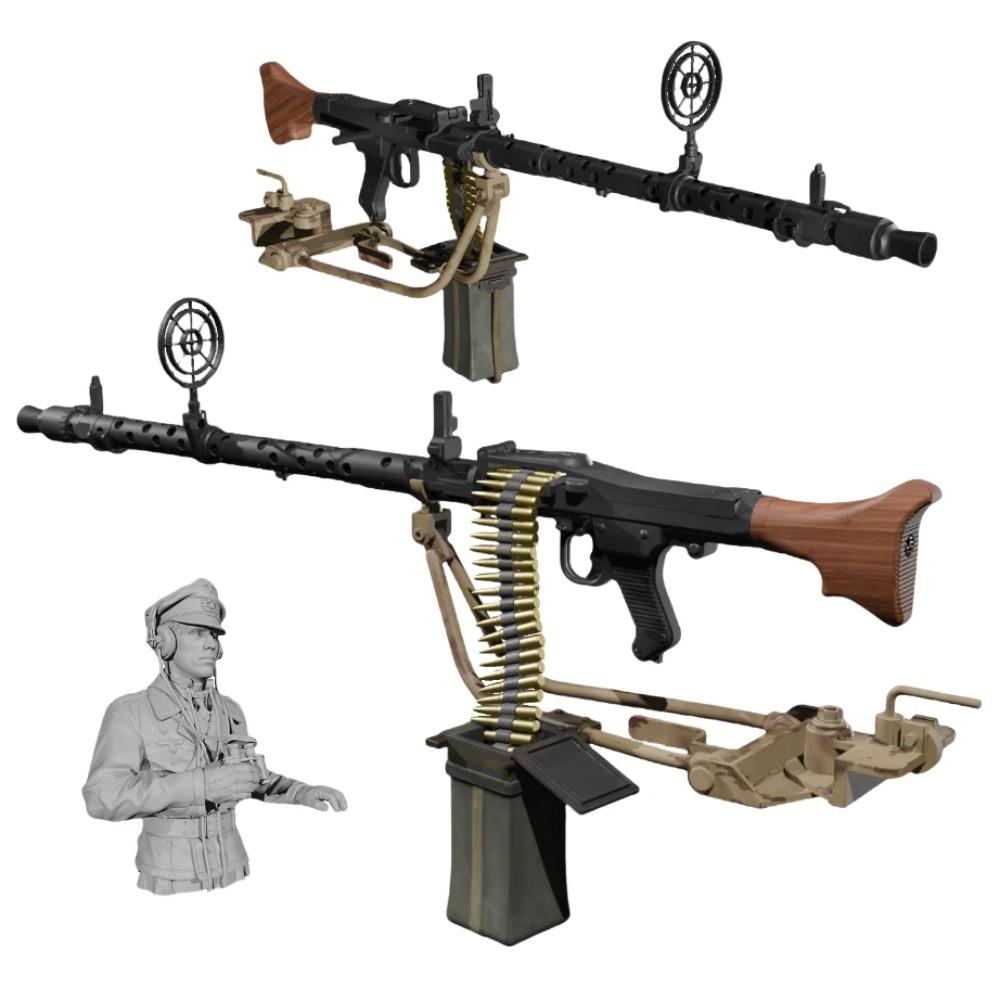1/16 1/35 Scale MG 34 Air-Cooled General-Purpose Machine Gun + Tank Officer Bust kit Resin Model Miniature Military