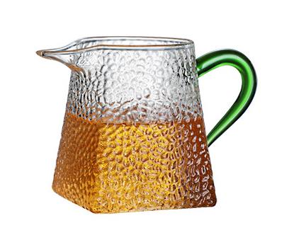 Heat-Resistant Glass Tea Cup, Creative Square Bottom Teacups, Milk Coffee Pot, Water Jug, Kitchen Container, Hammer Texture