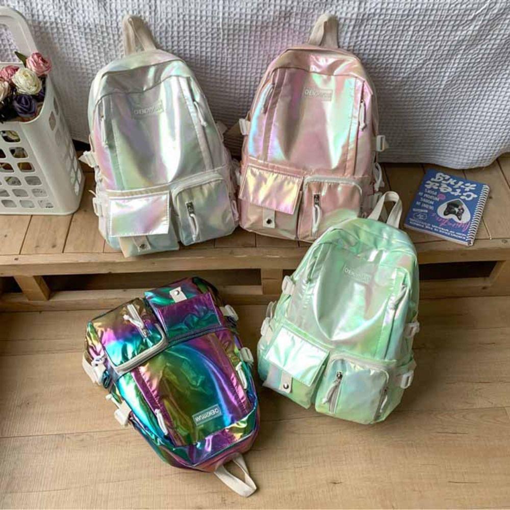 Multi-Pocket Laser  Backpack Large Capacity Shoulder Bag Creative Students School Bag  Outdoor