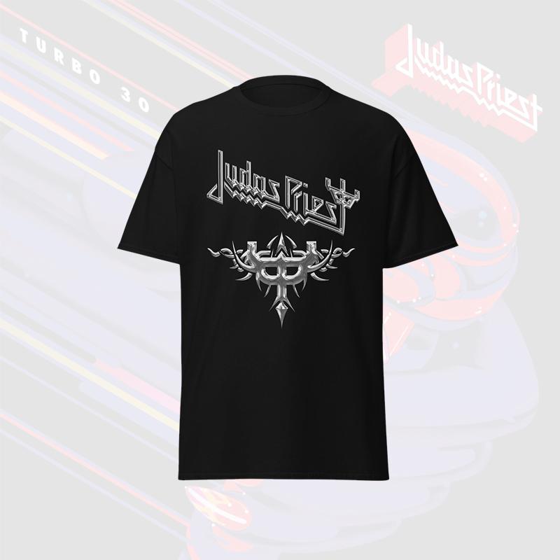 Classic Rock T-shirt Men's Summer Cotton Casual Round Neck JUDAS PRIEST Graphic Print Heavy Metal Men's Rock Short Sleeve Top