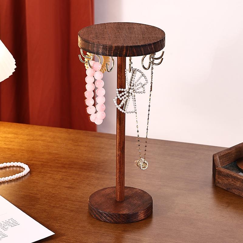 Walnut Jewelry Rack: Stylish Display Stand for Necklaces and Pendants