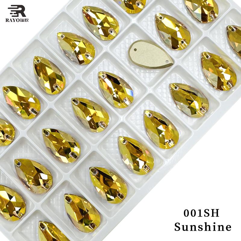 K9  Supplier AB Crystal Glass Sew-on Beads Drop Shape Wedding Dress Decor Sewing Rhinestones Glue Applique Technique
