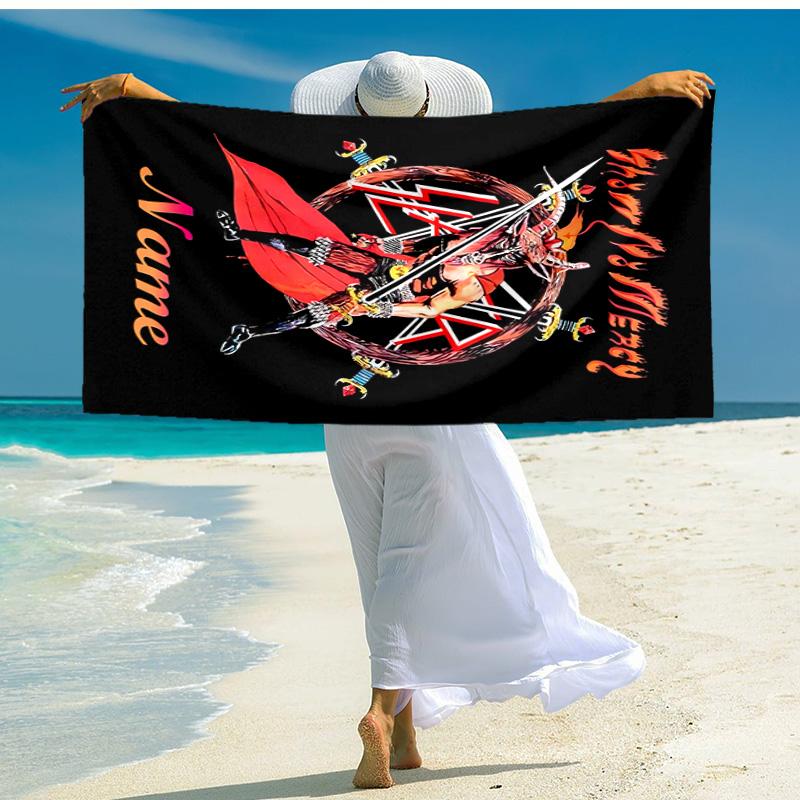 Personalized customized proof beach towel with Slayer band pattern - soft, absorbent,quick-drying,perfect swimming,camping&bathing