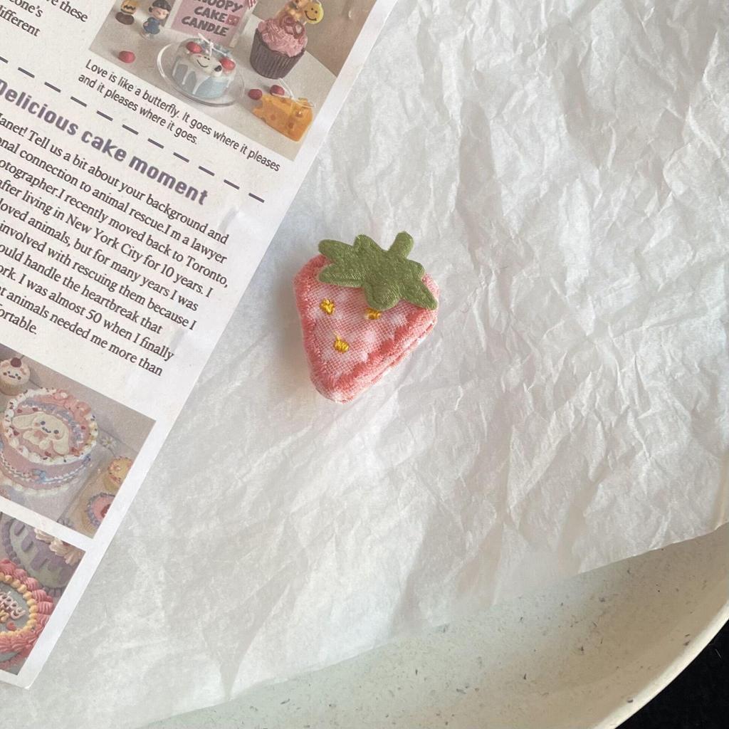 Pink Strawberry Cherry Heart Hair Clip for Girls - Cute and Sweet Asian-Inspired Hair Accessory