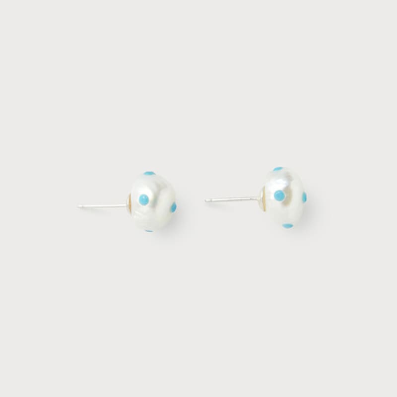 PEARLSONATE Irregular Polkadots Earrings, Turquoise