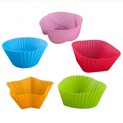 5Pcs Silicone Mold Cupcake Cake Muffin Baking Bakeware Nonstick Heat Resistant Reusable Silicone Cupcake Molds Baking Mold