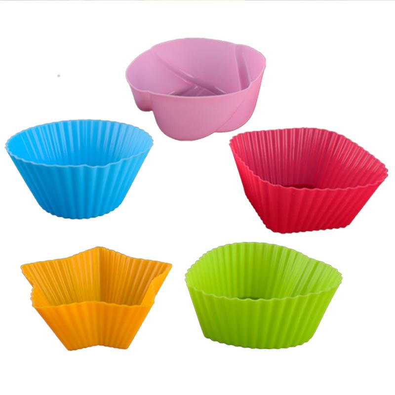 5Pcs Silicone Mold Cupcake Cake Muffin Cup Baking Bakeware Nonstick Baking Mold