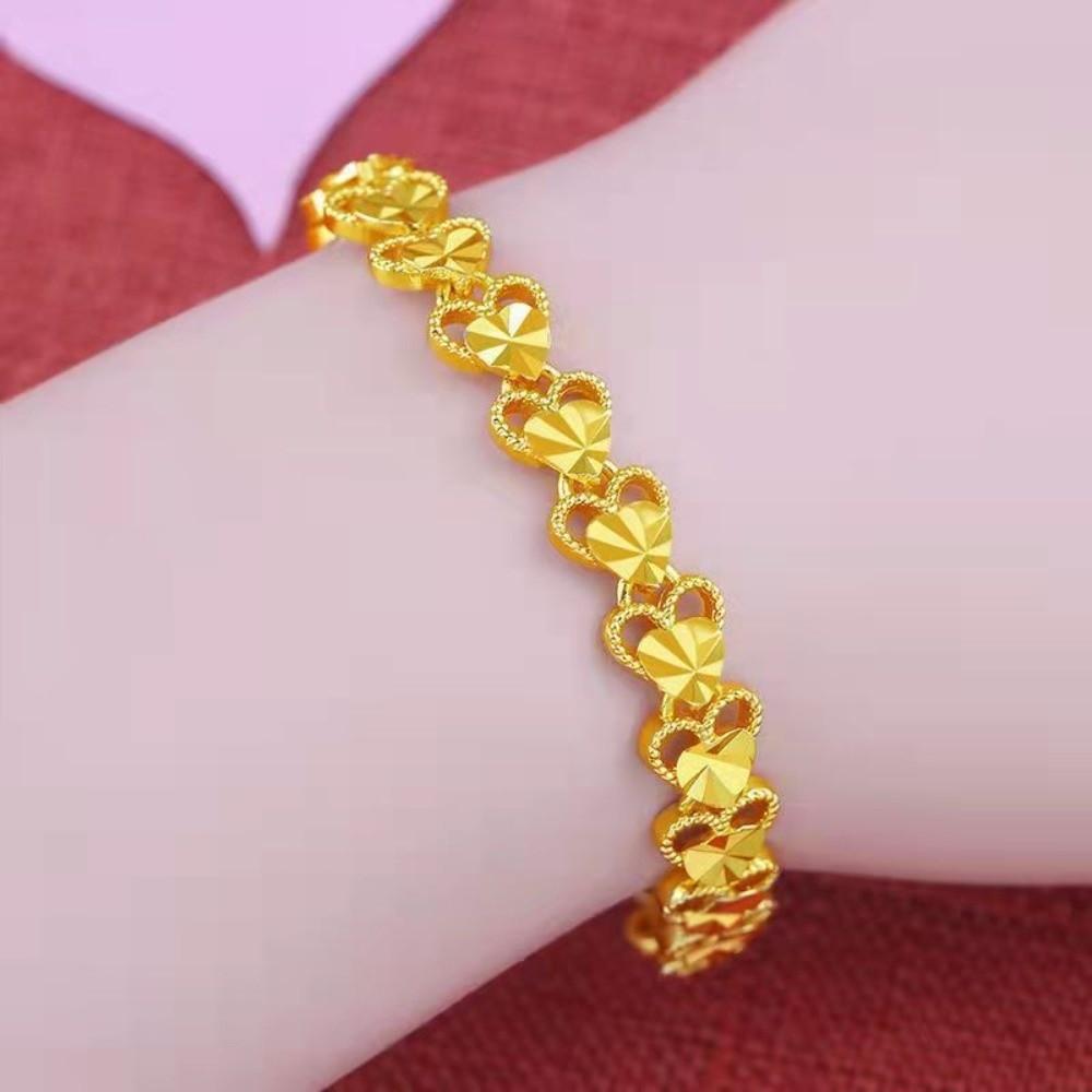 Love Heart Hollow Bracelet Zinc Zinc Alloy Chinese Style Bangles Delicate Golden Bracelet  Daily