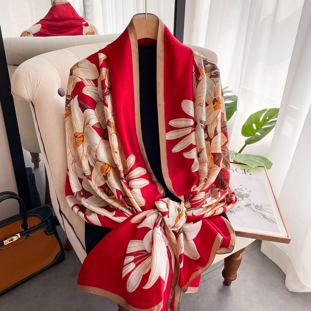 180*90cm sciarpa moda Marca di Lusso Sciarpa Donna Nuovo Stile Abbinamento Colori Moda Stampa Seta Signora Popolare Foulard da Testa Copricapo da Spiaggia