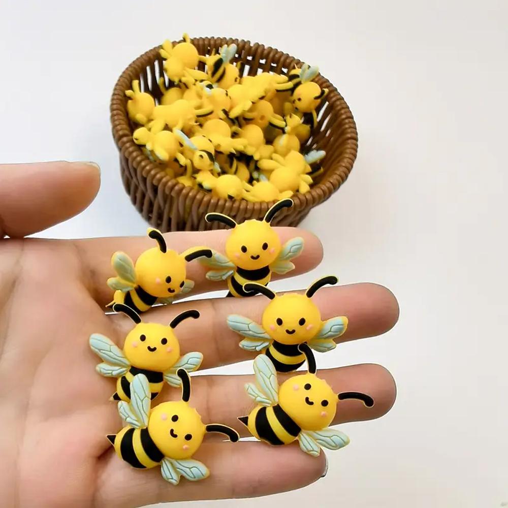 

5/25/28/38/50PCS 3D bee themed silicone beads for spring and summer DIY craft necklace, bracelet, keychain production