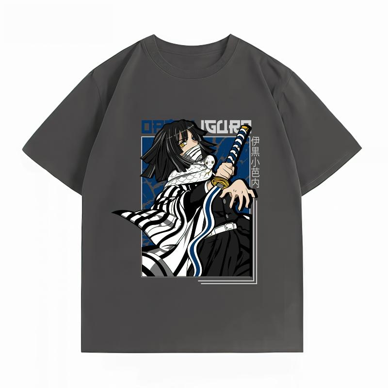 Demon Slayer Obanai Iguro 100 Cotton Unisexs Tshirt Summer New Unisexs Clothing Casual Short Sleeve Anime Print Tee