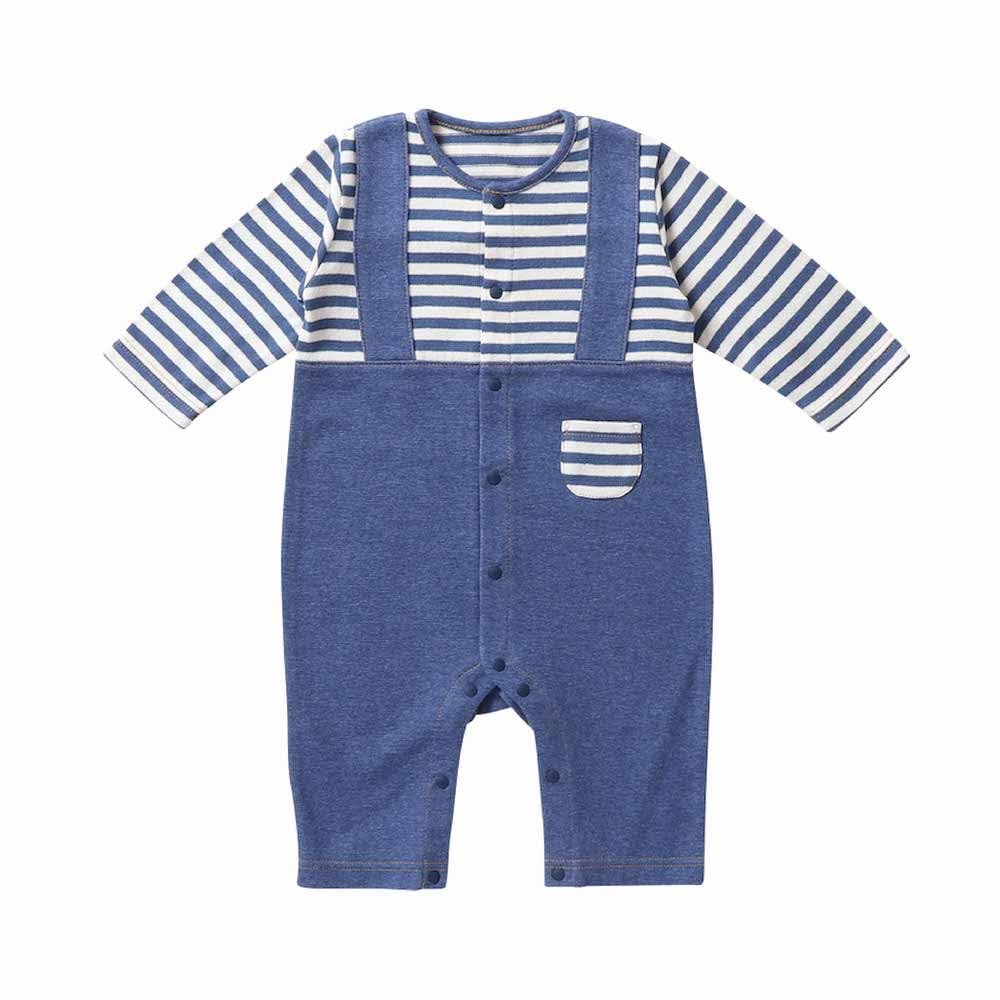 De Made In Japan Knit Coveralls for Baby Baby Warm for Boys and [Cream Coco] Denim-like Overall-like Newborns, Babies, Clothes, Stripes, 70cm, 80cm,