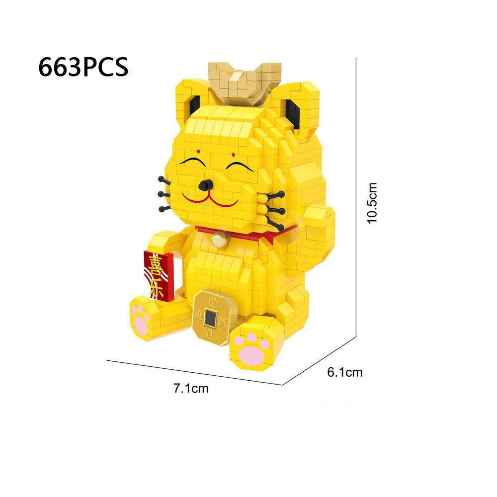 

Lovely Animation Animal Micro Diamond Block Gold Lucky Fortune Cat Nanobricks Build Money Pot Maneki Neko Toys Construction Blocks