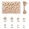 Set of 485 Bulk Natural Wooden Beads Set Assorted Sizes Round Bead with Storage Box DIY Crafts Jewelry Making Supplies