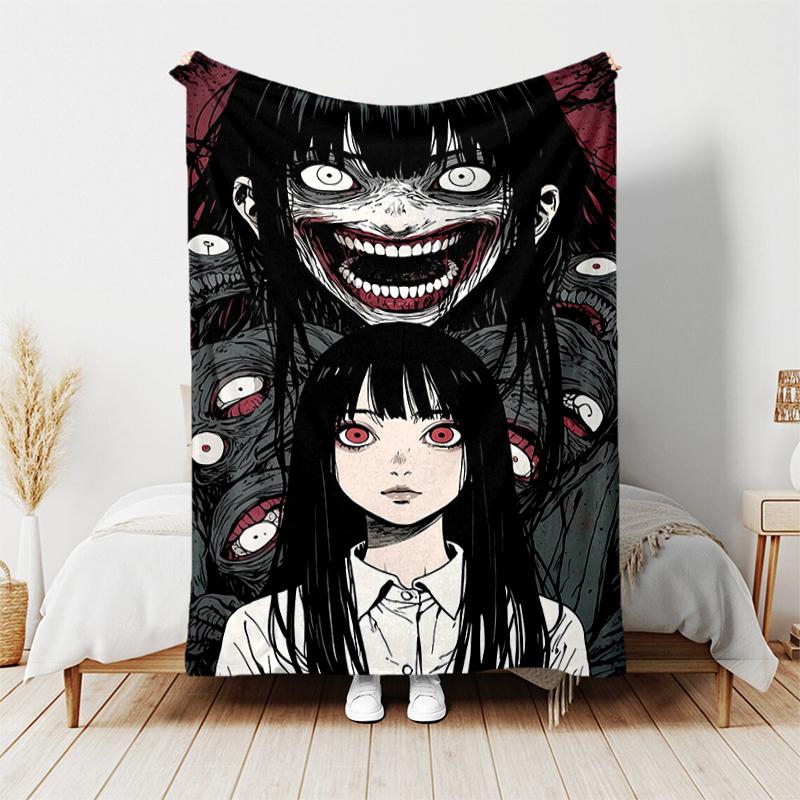1pc Blanket Thriller Manga Junji Ito Tomie0 Print Design, Lightweight Blanket for Sofa, Bed- Soft &Warm, Gift for All Seasons like Christmas, Hallowee