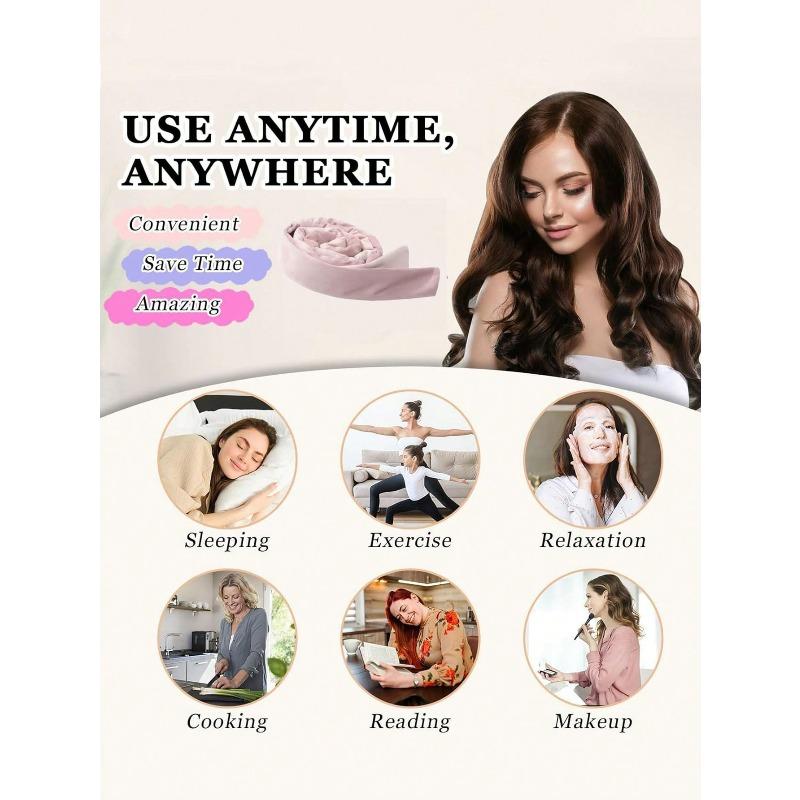 4pcs No-Heat Hair Curlers, Can Be Worn To Sleep Without Heating, Super Soft Ribbon Wrapped For Long Hair, Includes Hair Ties And Clips