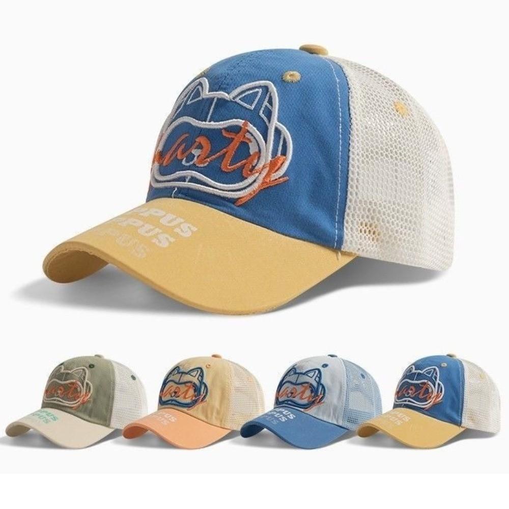 Outdoor Breathable Mesh Baseball Cap Retro Style Letter Embroidery Duckbill Cap Versatile Design Trucker Cap Unisex Wear