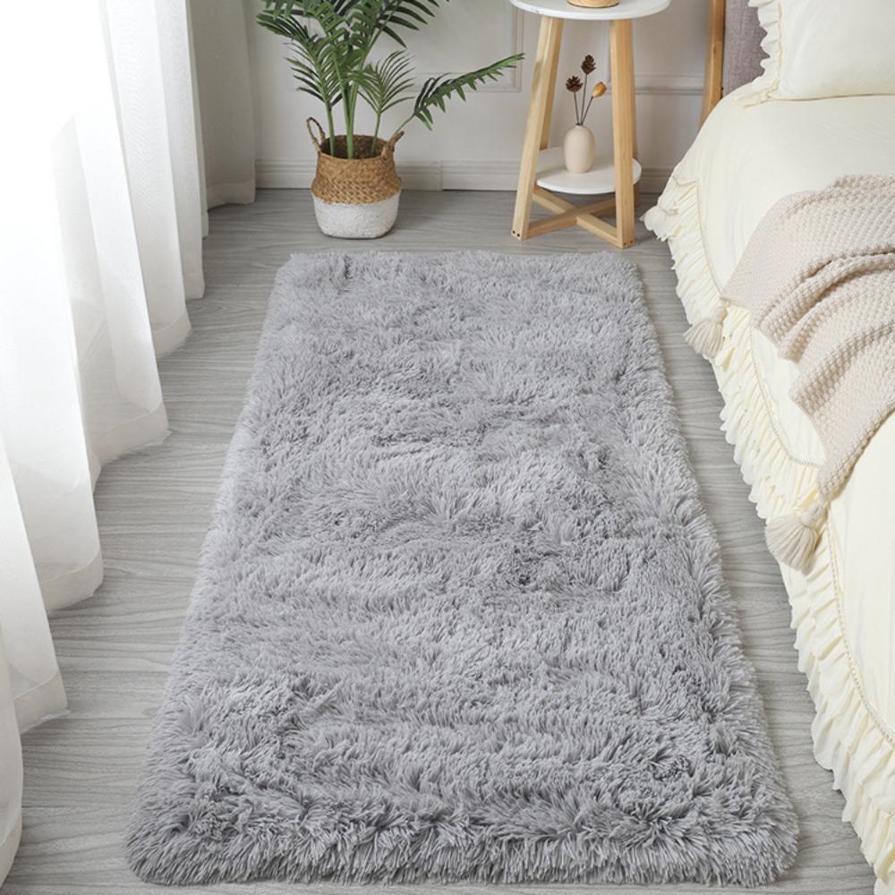 Floor Protection Bedside Rugs Imitation Wool Long Hair Carpet Bedroom Mats  Home Decor