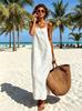 Latzkleid Damen Sommer locker gerade ärmellos lang Strandurlaub einfacher Stil Damenbekleidung
