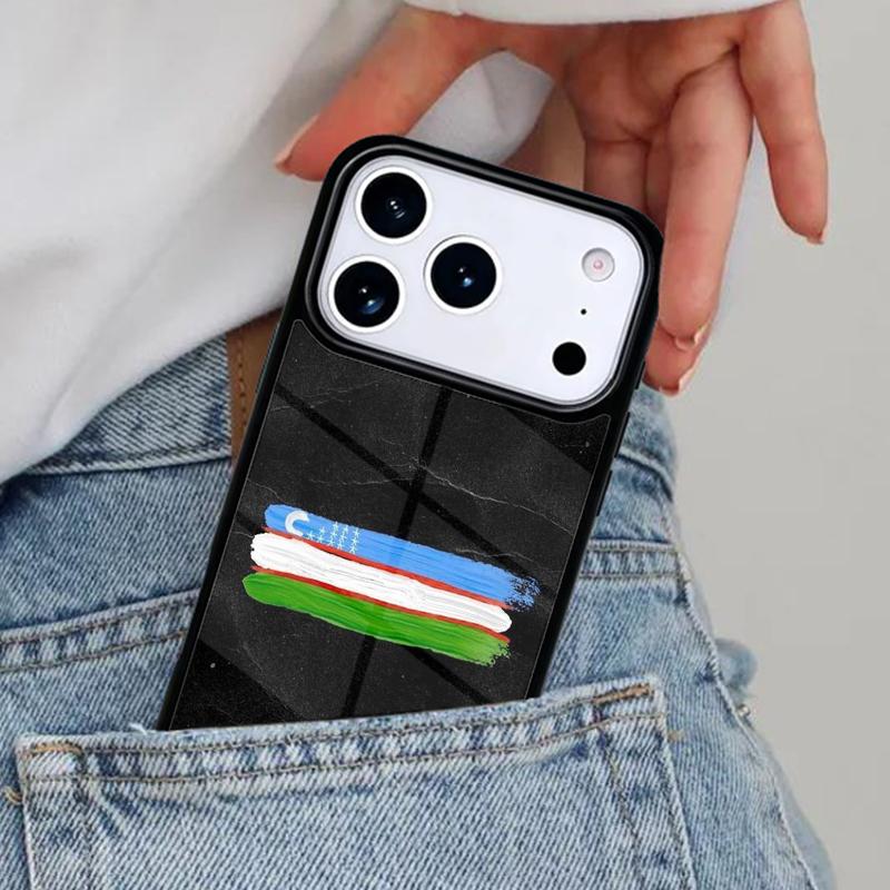 Usbekistan Flagge Wappen Handyhülle für iPhone 17ProMax 12 13 14 15 16e 17 Pro Max Plus Air Cover
