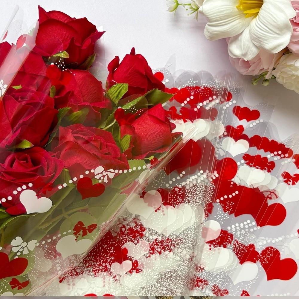 100 Pieces Transparent Plastic Rose Bouquet Bags Flower Arrangement Bags Home Decoration