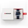 WENGER VINTAGE SPORT Men's Watch, Stainless Steel Case (316L), Blue Dial, Blue Recycled Strap, Quartz Movement, 50m Water Resistant, Analog, Gift Item