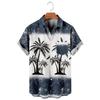 Camicia da uomo hawaiana a maniche corte con stampa, top alla moda con colletto, albero di cocco da spiaggia, nuova per il 2026 per uomo, abbigliamento floreale