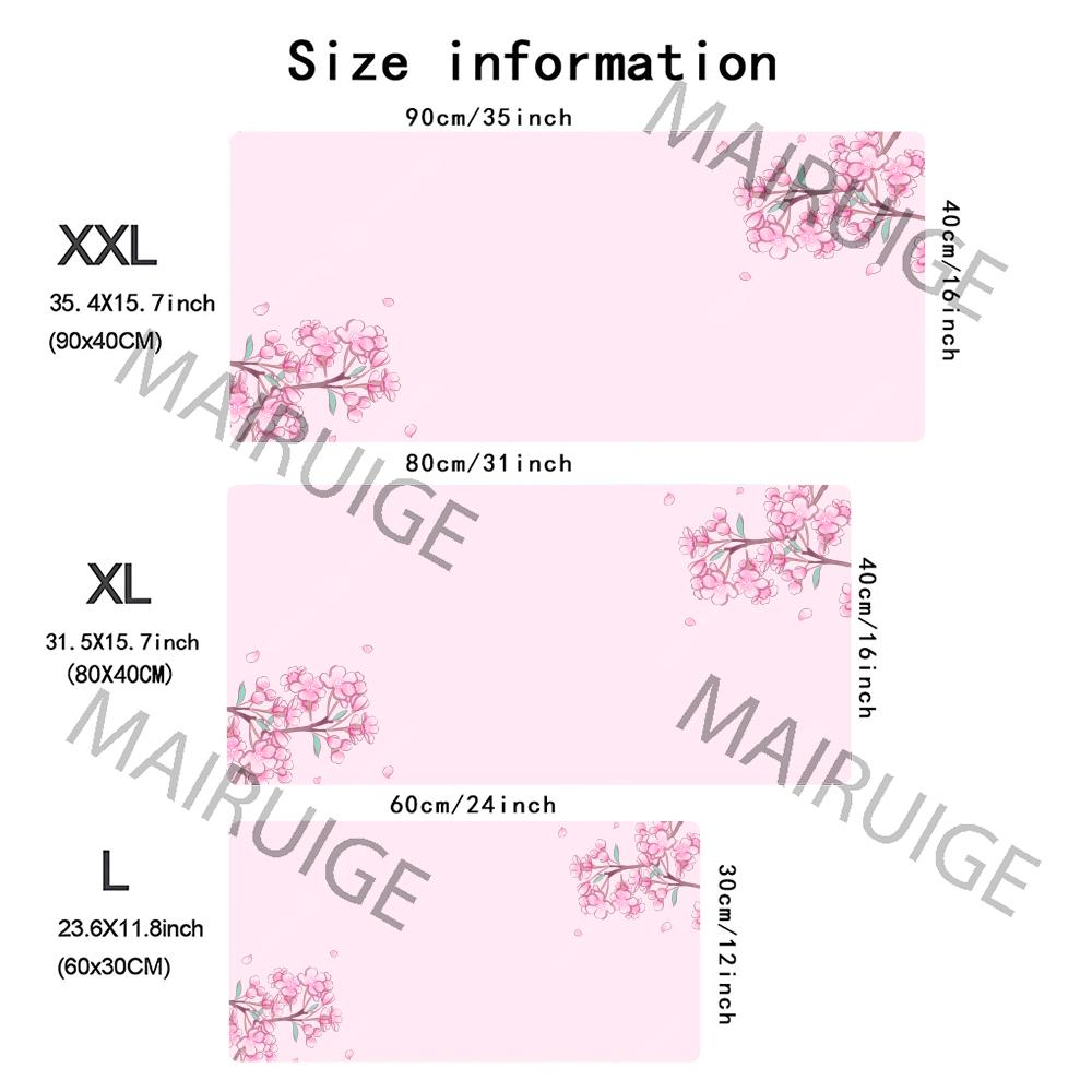 Pink Sakura Girly Mouse Pad Large Computer Office Game Table Mat XXL Rubber Anti-slip Stitched Edge Keyboard Mats Long Desk Pads