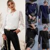 Elegant Mesh See Through Long Sleeve Shirts Women Casual White Chiffon Blouse O Neck Tops Ladies Womens Clothes Blusas 24755