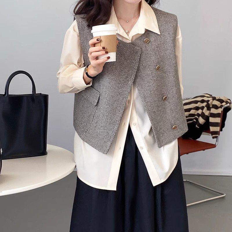 Fashion Sleeveless Jacket Vest for Women, Elegant Short Coat  Autumn Outfit Coat