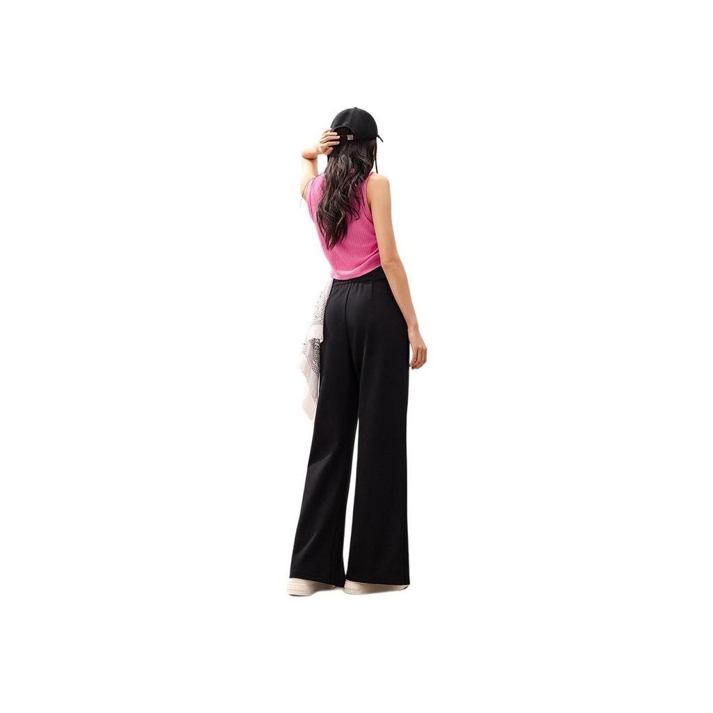 Anta Comfortable Casual Simple High-Waisted Straight-Leg Loose Knit Sports Pants Women Bottoms Basic-Black 162518307-2