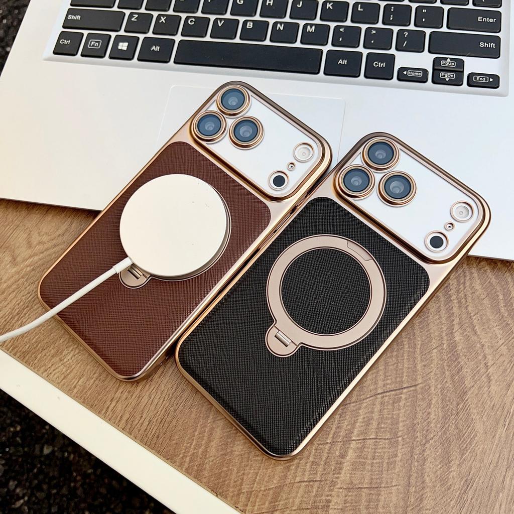 Applicable To iphone11ProMax Rotating Bracket Mobile Phone Case Apple 11ProMax Business Leather Pattern Protective Case Tide