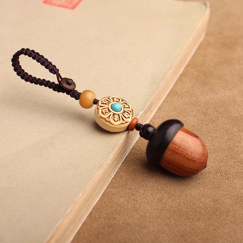 Yi Ming Xian Yuan Sandalwood Pine Cone Keychain & Phone Pendant – Unscrewable Creative Jewelry