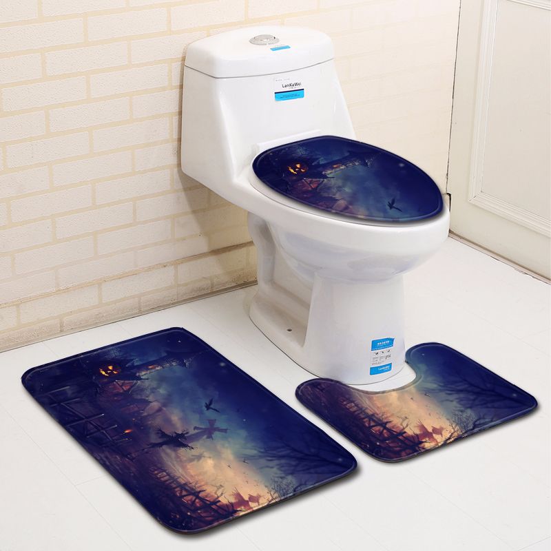 Halloween Bathroom Toilet Three-Piece Floor Mat Doormat Bathroom Carpet