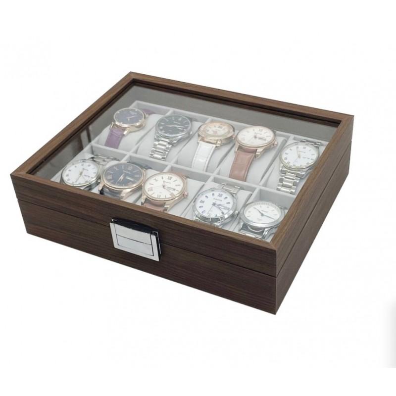 Watch Box for 10 Watches Case Organizer Box with Glass Elegant Black