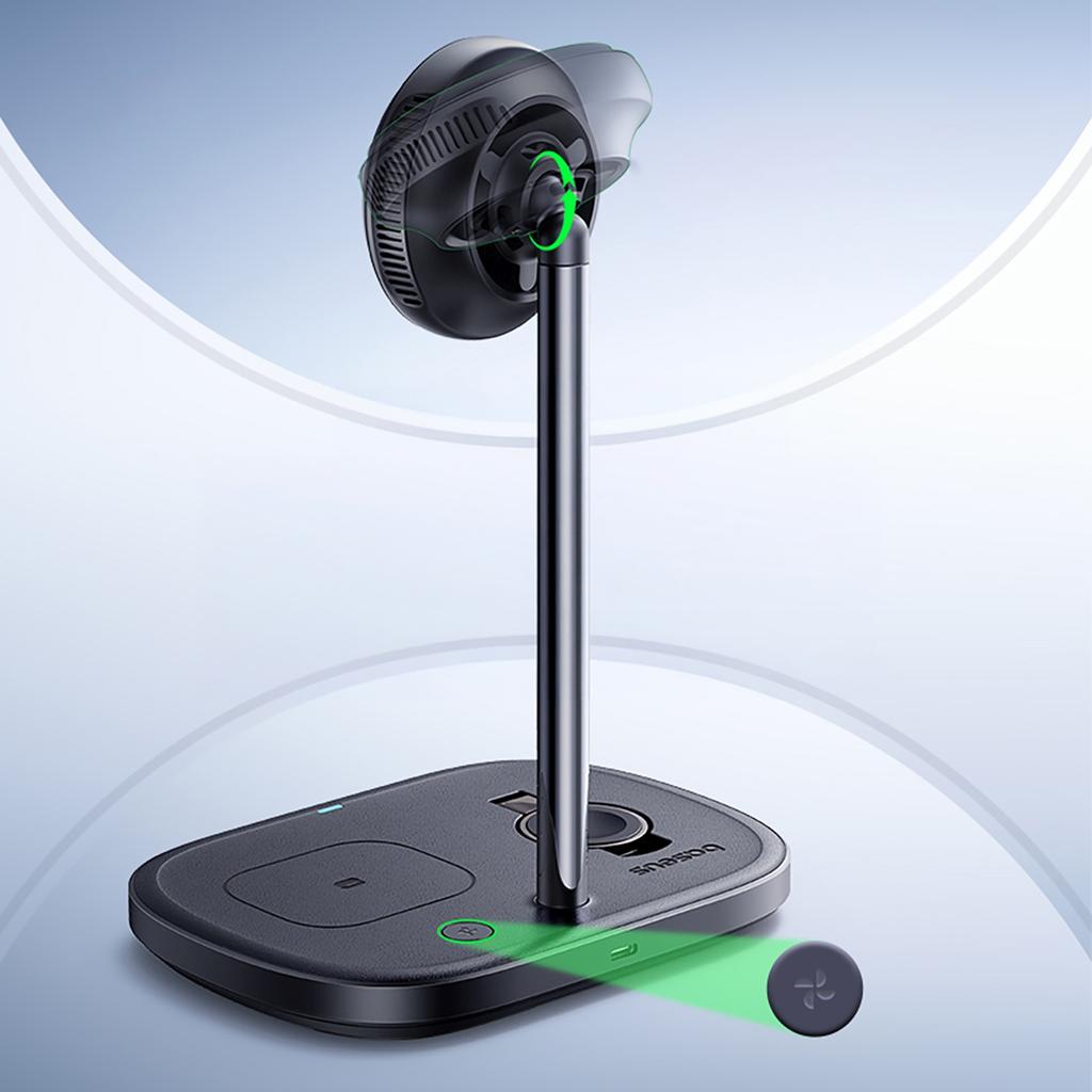 Ładowarka Indukcyjna 3W1 Do Smartfona Zegarka Słuchawek Z Chłodzeniem Kablem Usb-C 45W - Czarna
