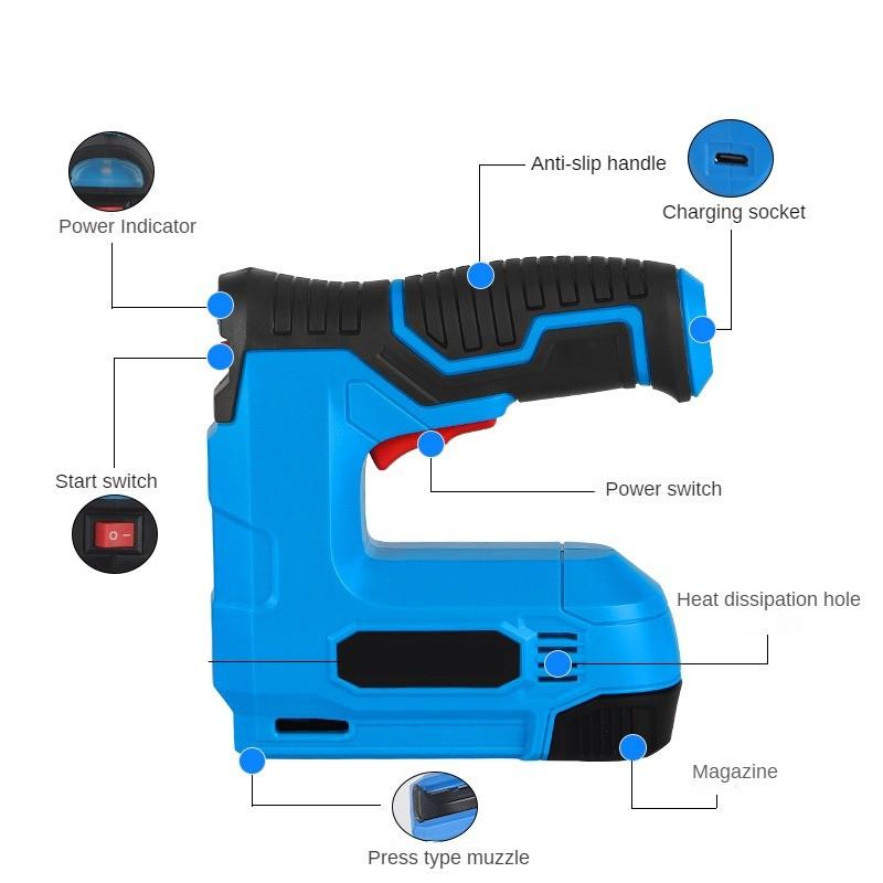 3.7V Wireless Portable Electric Nail Gun Household Small Electric Straight Nail Gun Woodworking Power Tool