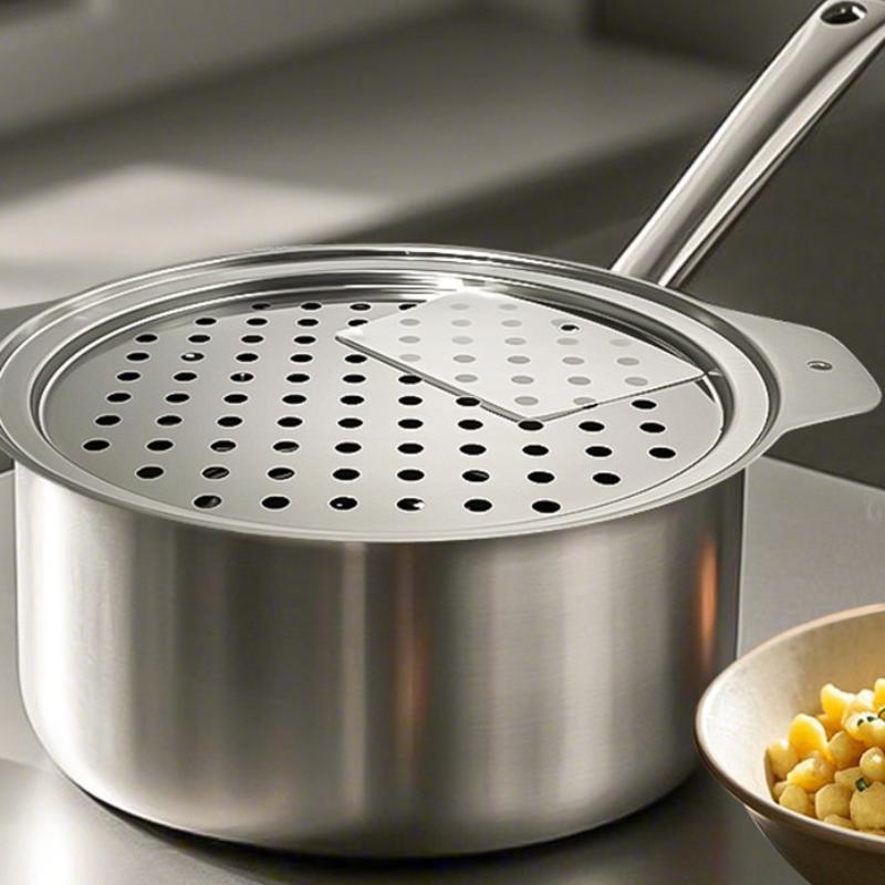 Stainless Steel Spaetzle Maker Lid With Scraper Traditional German Egg Noodle Maker Pan Pot Spaghetti Strainer