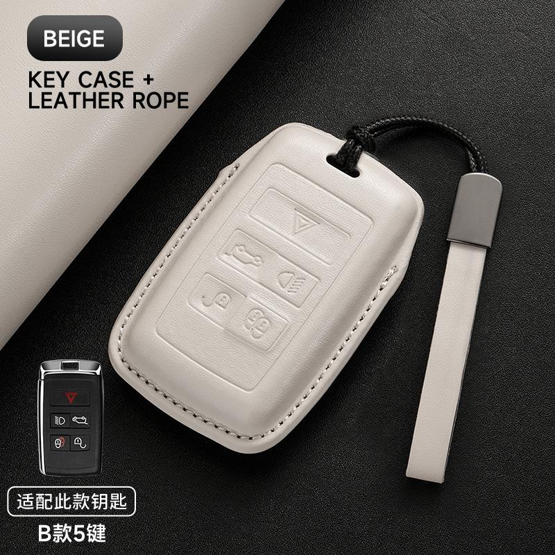 Leather Car Key Cover Case Protection Shell Keychain For Land Rover Range Rover Sport Evoque Freelander Velar Discovery 4 5