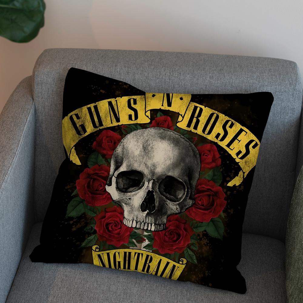 Band GGuns N Roses Pillow Case For Car Sofa Decorative Home Doublesided Print Plush Square Throw Pillow Cushion Cover
