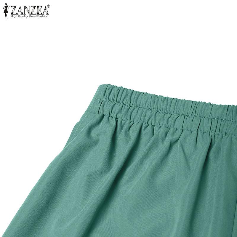ZANZEA Damen-Shorts, lässig, elastische Taille, lockere Sommer-Shorts