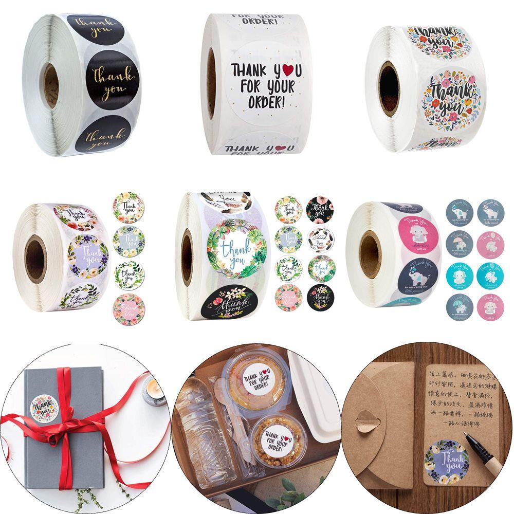 Round label Sticker roll Self Adhesive Gift Paper Sticker Thank You Stickers Sealing Craft