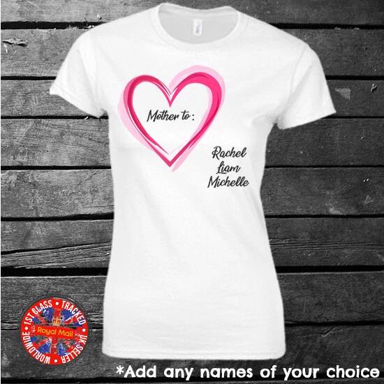 Personalised Mothers Day T-shirt White Grey Gift Present Mum Mom Ladies 2XL