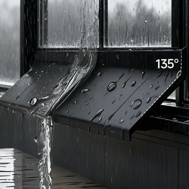 Home Window Water Blocking Bar Sliding Window Rain Weatherstrip Soft Rubber Water Rain Deflector Board Windproof Sealing Strip