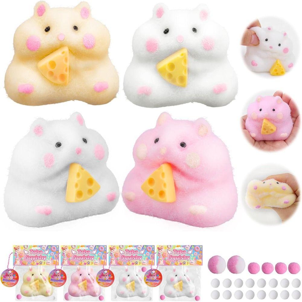 Novo Hamster Squishy de Subida Lenta Kawaii Textura Mochi Hamster Squishy Feito à Mão Peludo Taba Squishy