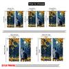 Set Of 2 Flat Printing Window Treatment Curtains Cats Staring Quiet Moonlight Polyester Fabric Without Electricity Festive Curtain