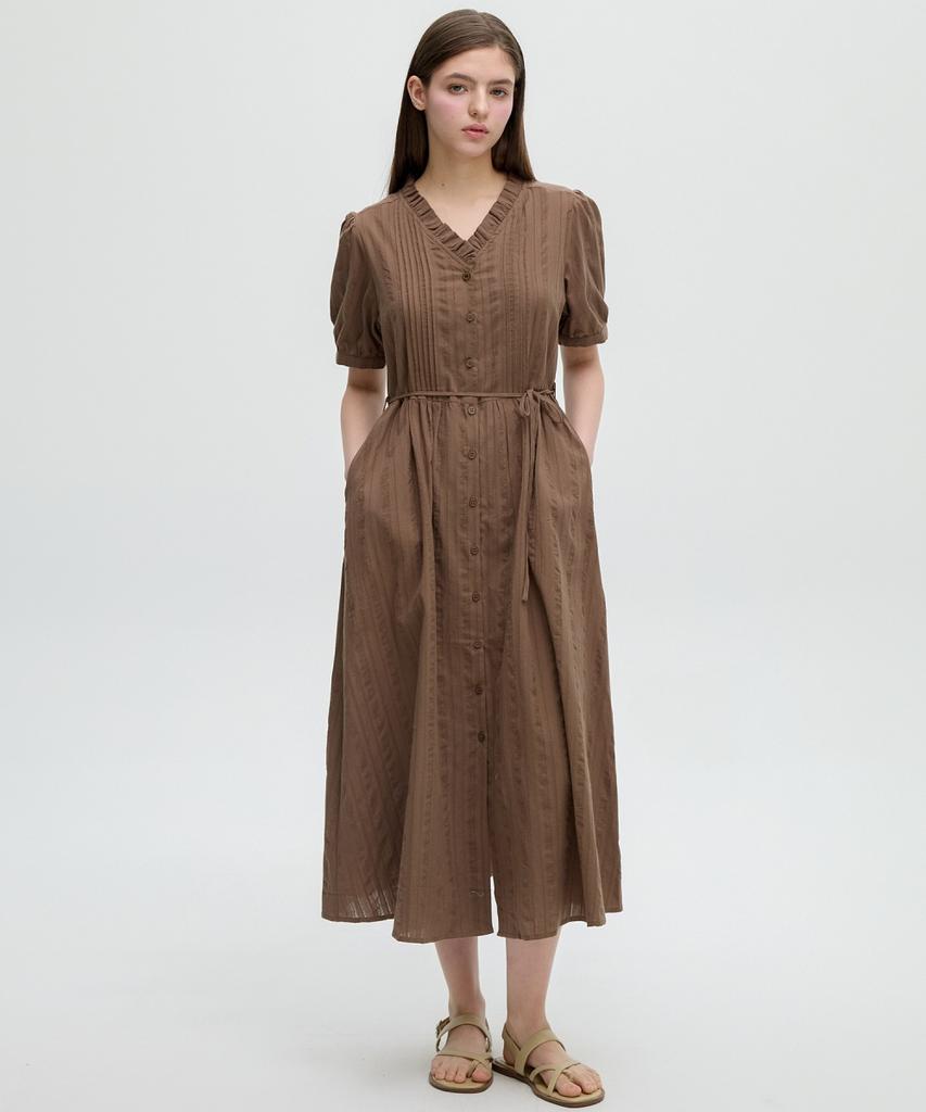 Ollibeudeollibeu Frill Neck Cotton Jacquard Dress Oh6Xo5850