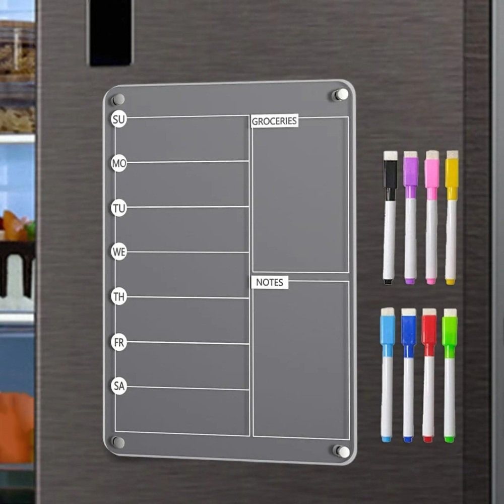Multifunctional Fridge Weekly Calendar Transparent Erasable Memo Board Planning Note Board  Kitchen