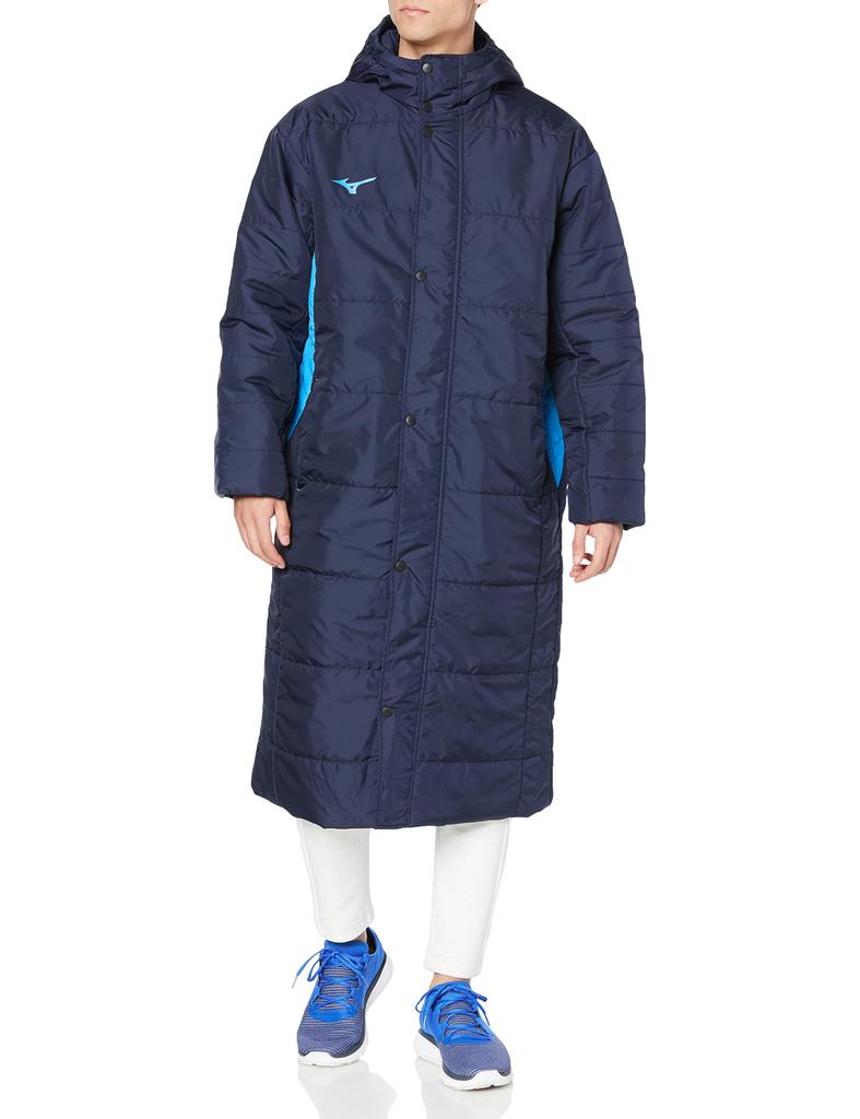 Mizuno TEAM LINE Training Wear Bench Size Navy x Diva Size L Coat, 32ME1663, Blue,