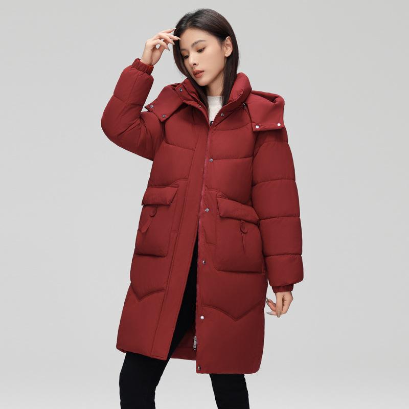 

Cotton-padded Women s Winter Coat Waist Thickened Hooded Down Cotton-padded Jacket Korean Version of Knee-high Cotton-padded Jacket M